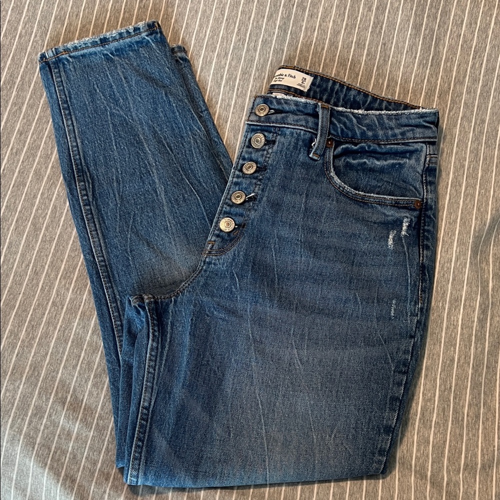 Abercrombie & Fitch High Rise Button-Fly Blue Jeans